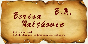 Beriša Maljković vizit kartica